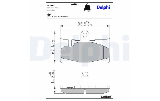Brake Pad Set, disc brake LP1690 Delphi