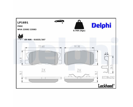 Brake Pad Set, disc brake LP1691 Delphi, Image 3
