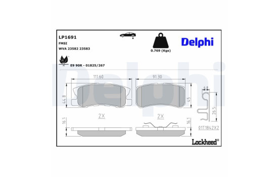 Brake Pad Set, disc brake LP1691 Delphi, Image 3