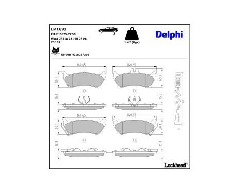 Brake Pad Set, disc brake LP1692 Delphi