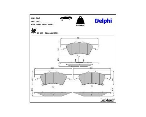 Brake Pad Set, disc brake LP1693 Delphi