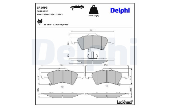 Brake Pad Set, disc brake LP1693 Delphi