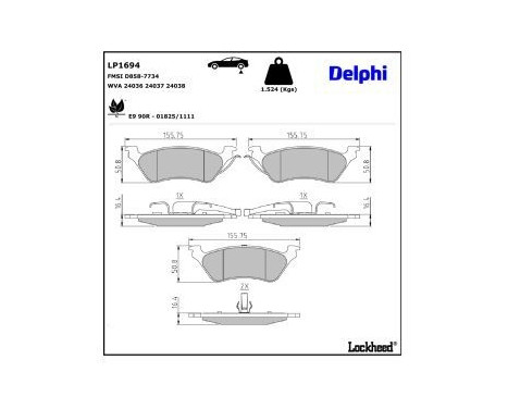 Brake Pad Set, disc brake LP1694 Delphi