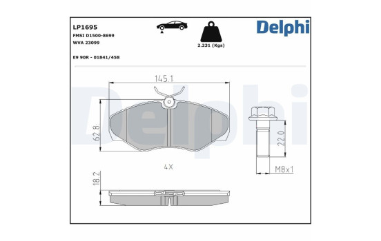 Brake Pad Set, disc brake LP1695 Delphi