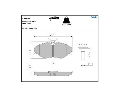 Brake Pad Set, disc brake LP1695 Delphi, Image 5