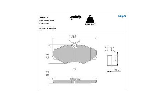 Brake Pad Set, disc brake LP1695 Delphi, Image 5