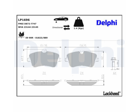 Brake Pad Set, disc brake LP1696 Delphi, Image 3