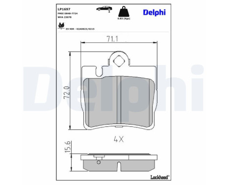 Brake Pad Set, disc brake LP1697 Delphi