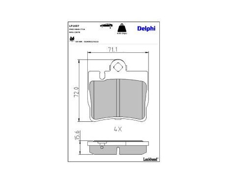 Brake Pad Set, disc brake LP1697 Delphi