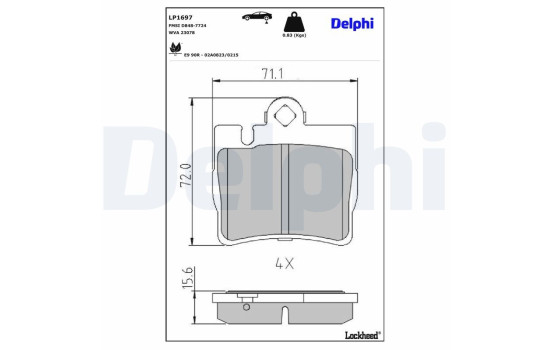 Brake Pad Set, disc brake LP1697 Delphi