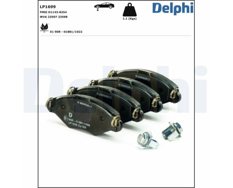 Brake Pad Set, disc brake LP1699 Delphi, Image 2