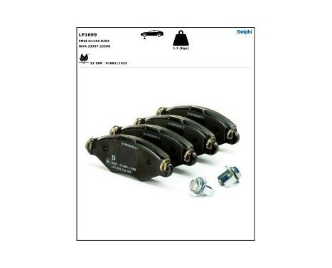 Brake Pad Set, disc brake LP1699 Delphi, Image 4