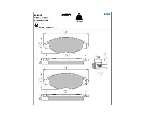 Brake Pad Set, disc brake LP1699 Delphi, Image 5