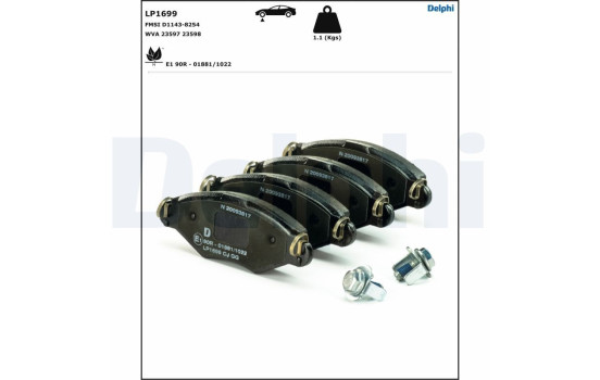 Brake Pad Set, disc brake LP1699 Delphi, Image 4