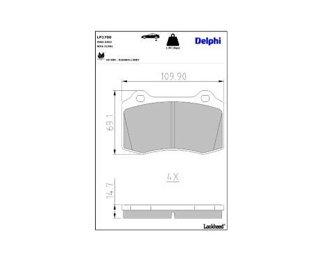 Brake Pad Set, disc brake LP1700 Delphi