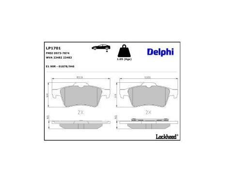 Brake Pad Set, disc brake LP1701 Delphi, Image 4