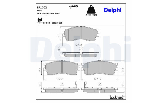 Brake Pad Set, disc brake LP1702 Delphi