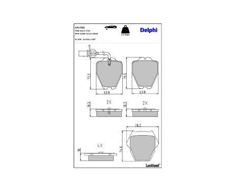 Brake Pad Set, disc brake LP1703 Delphi