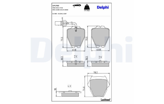 Brake Pad Set, disc brake LP1703 Delphi
