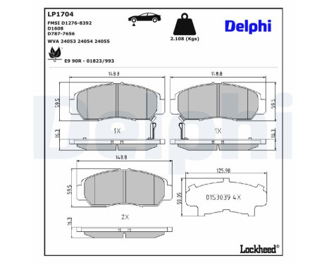 Brake Pad Set, disc brake LP1704 Delphi