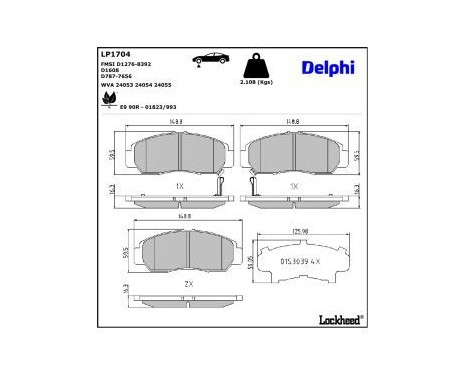 Brake Pad Set, disc brake LP1704 Delphi, Image 3