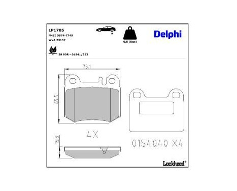 Brake Pad Set, disc brake LP1705 Delphi