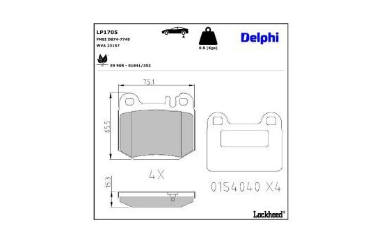 Brake Pad Set, disc brake LP1705 Delphi