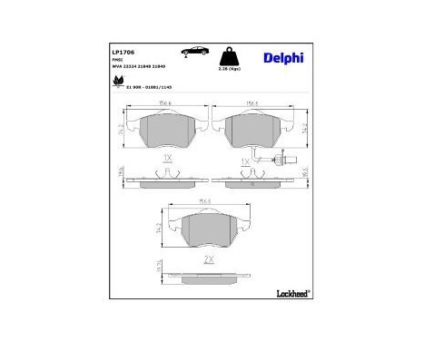 Brake Pad Set, disc brake LP1706 Delphi