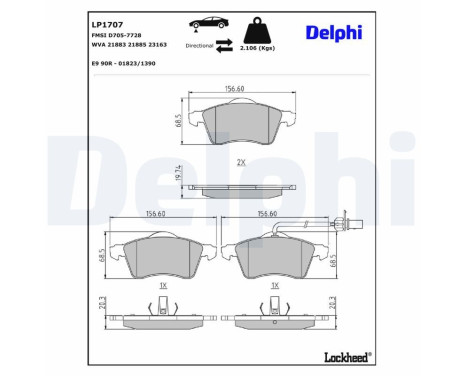 Brake Pad Set, disc brake LP1707 Delphi, Image 4