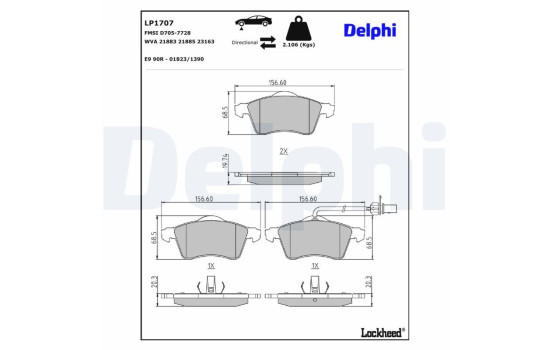 Brake Pad Set, disc brake LP1707 Delphi, Image 4