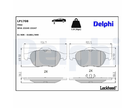 Brake Pad Set, disc brake LP1708 Delphi