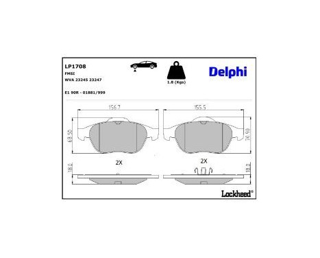 Brake Pad Set, disc brake LP1708 Delphi, Image 4