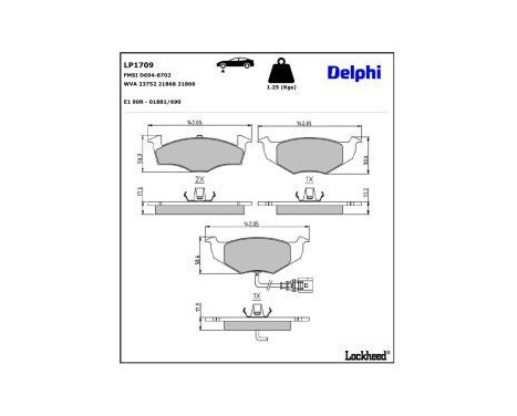 Brake Pad Set, disc brake LP1709 Delphi