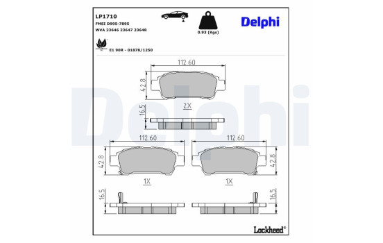 Brake Pad Set, disc brake LP1710 Delphi