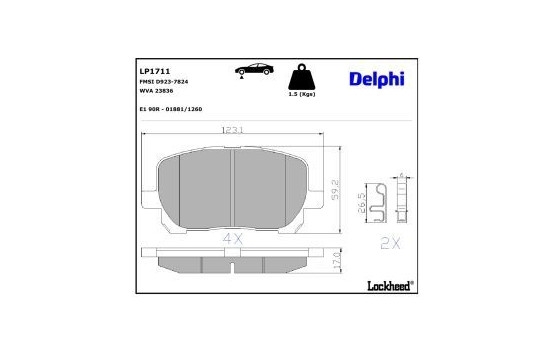 Brake Pad Set, disc brake LP1711 Delphi