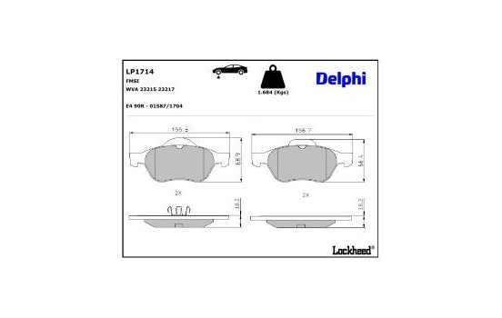 Brake Pad Set, disc brake LP1714 Delphi, Image 3