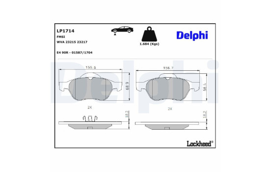 Brake Pad Set, disc brake LP1714 Delphi, Image 3