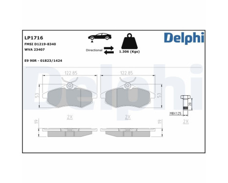 Brake Pad Set, disc brake LP1716 Delphi