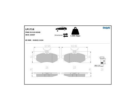 Brake Pad Set, disc brake LP1716 Delphi, Image 5