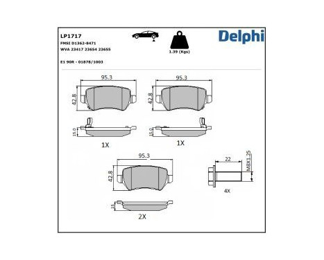 Brake Pad Set, disc brake LP1717 Delphi, Image 6