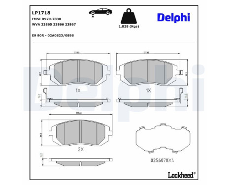 Brake Pad Set, disc brake LP1718 Delphi, Image 3