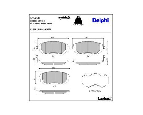 Brake Pad Set, disc brake LP1718 Delphi, Image 3