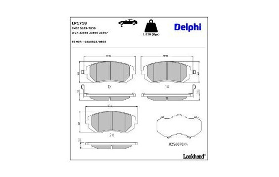 Brake Pad Set, disc brake LP1718 Delphi, Image 2
