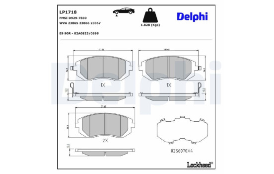 Brake Pad Set, disc brake LP1718 Delphi, Image 3