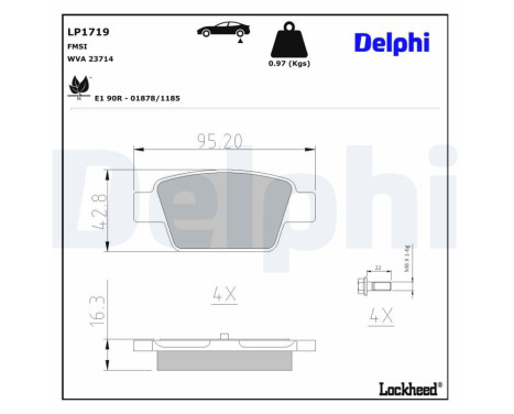 Brake Pad Set, disc brake LP1719 Delphi, Image 3