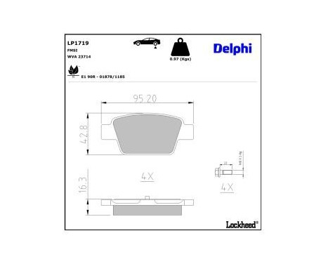Brake Pad Set, disc brake LP1719 Delphi, Image 3