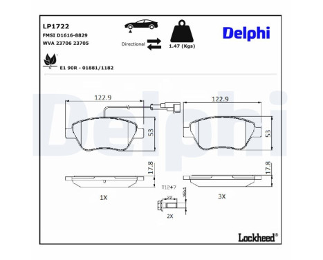 Brake Pad Set, disc brake LP1722 Delphi, Image 5