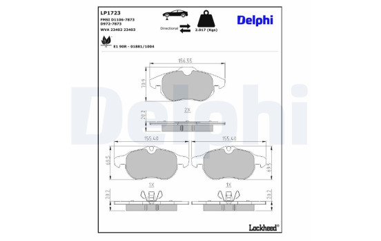 Brake Pad Set, disc brake LP1723 Delphi, Image 4