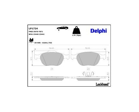 Brake Pad Set, disc brake LP1724 Delphi, Image 3