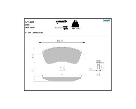 Brake Pad Set, disc brake LP1727 Delphi, Image 5